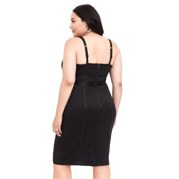 Torrid Mini Scuba Bodycon Cocktail Dress Black Corset Sheath V-Neck Size 1X - Picture 7 of 13